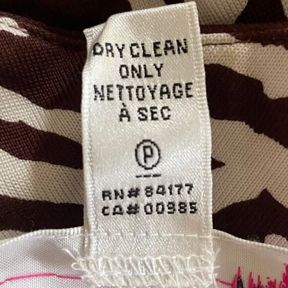 Diane Von Furstenburg Brown and White 100% Silk Jersey Split Collar Tunic Size 6 - Picture 6 of 7